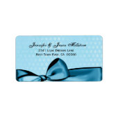Romantische Pastel Blauw Bow & Damask Bruiloft Lab Etiket (Voorkant)