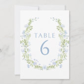 Romantische pastel blauwe bloem bruiloft tafel num kaart (Voorkant)