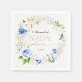 Romantische Pastel Blauwe Rozen Bruidsdouche Servet (Voorkant)