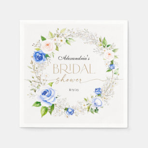 Romantische Pastel Blauwe Rozen Bruidsdouche Servet