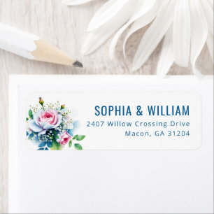 Romantische Pastel Bloem Illustratie Etiket
