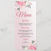 Romantische Pastel Bloemen Rozen Sweet 16 Menu (Voorkant)