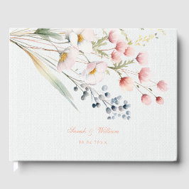 Romantische pastel bloemenbruiloft gastenboek