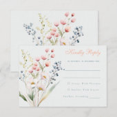 Romantische pastel bloemenbruiloft RSVP Kaart (Voorkant / Achterkant)