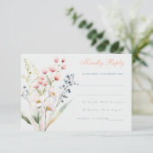 Romantische pastel bloemenbruiloft RSVP Kaart (Staand voorkant)
