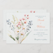 Romantische pastel bloemenbruiloft uitnodiging (Voorkant / Achterkant)