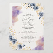 Romantische pastel bloemenbruiloft uitnodiging (Voorkant / Achterkant)