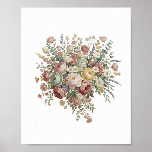 Romantische Pastel Bloemenschildering op Canvas Poster (Voorkant)