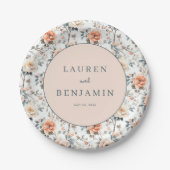 Romantische Pastel Bloementuin Papieren Bordje (Voorkant)