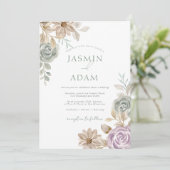 Romantische Pastel Bloemetuin Bruiloft Kaart (Staand voorkant)