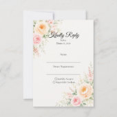 Romantische Pastel Bloemige Bruiloft RSVP Kaartje (Voorkant)
