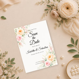Romantische Pastel Bloemige Bruiloft Save The Date