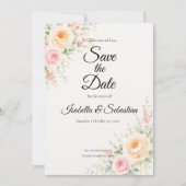 Romantische Pastel Bloemige Bruiloft Save The Date (Voorkant)