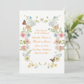 Romantische Pastel Bloemige Save the Date Kaart (Staand voorkant)
