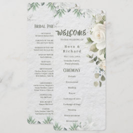 Romantische Pastel Botanische Trouwprogramma Kaart