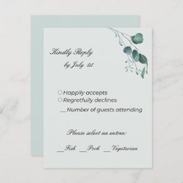 Romantische pastel groen eucalyptus bruiloft RSVP kaartje