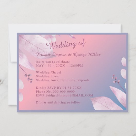 romantische pastel kersenbloesem sakura bruiloft kaart (Voorkant)