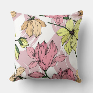 Romantische pastel Magnolia roze schilderij en gee Kussen