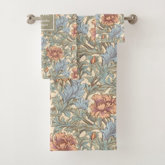 Romantische Pastel Morris Style Badhanddoek Bad Handdoek (Insitu)