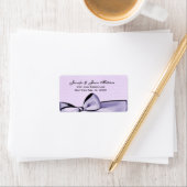 Romantische Pastel Paarse Bow & Damask Trouwlabel Etiket (Insitu)