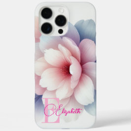 Romantische pastel roze bloem gepersonaliseerd iPhone 16 pro max hoesje