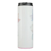 Romantische pastel roze bloem gepersonaliseerd thermosbeker (Achterkant)