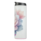 Romantische pastel roze bloem gepersonaliseerd thermosbeker (Geroteerd rechts)