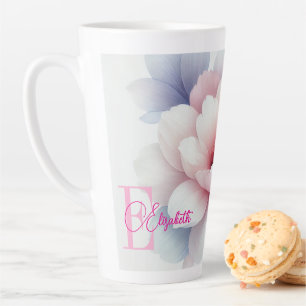Romantische pastel roze bloem gepersonaliseerde la latte mok