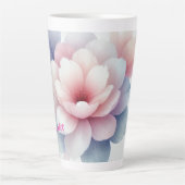 Romantische pastel roze bloem gepersonaliseerde la latte mok (Voorkant)