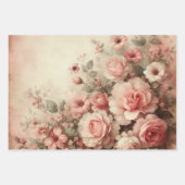 romantische pastel roze bloemendecoupage inpakpapier vel (Voorkant)