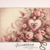  romantische pastel roze bloemendecoupage inpakpapier vel