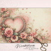  romantische pastel roze bloemendecoupage inpakpapier vel