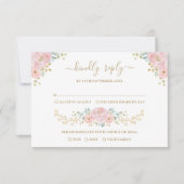 Romantische Pastel Roze Botanische Bloemen Bruilof Kaart (Voorkant)