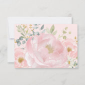 Romantische Pastel Roze Botanische Bloemen Bruilof Kaart (Achterkant)