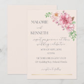 Romantische pastel roze bruiloft uitnodiging (Voorkant / Achterkant)