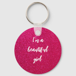 Romantische pastel roze glitter sleutelhanger