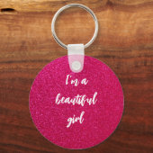 Romantische pastel roze glitter sleutelhanger (Voorkant)