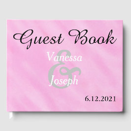 Romantische Pastel Roze Witte Waterverf Trouwdag Gastenboek