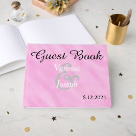 Romantische Pastel Roze Witte Waterverf Trouwdag Gastenboek