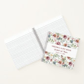 Romantische pastel rozen bloemenbruiloft gastenboe notitieboek (Binnen)