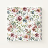 Romantische pastel rozen bloemenbruiloft gastenboe notitieboek (Achterkant)