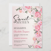 Romantische Pastel Rozen Bloemenzoet 16 Verjaardag Kaart (Voorkant)