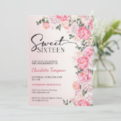 Romantische Pastel Rozen Bloemenzoet 16 Verjaardag Kaart (Staand voorkant)