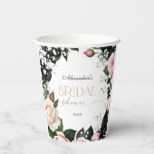 Romantische Pastel Rozen Bruidsdouche Papieren Bekers (Achterkant)