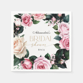 Romantische Pastel Rozen Bruidsdouche Servet