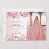 Romantische Pastel Rozen Sweet 16 Dank u kaart (Voorkant)