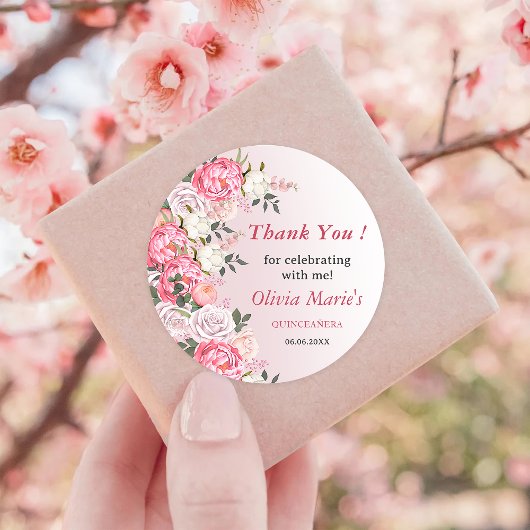 Romantische Pastel Rozen Sweet 16 Verjaardag Ronde Sticker