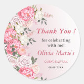 Romantische Pastel Rozen Sweet 16 Verjaardag Ronde Sticker (Voorkant)