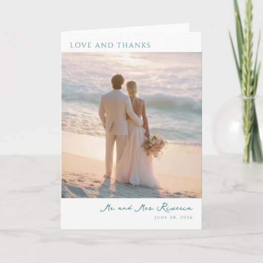 Romantische Pastel Strandfoto Bedankkaart (Voorkant)