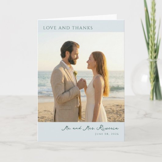 Romantische Pastel Strandfoto Bedankkaart (Voorkant)